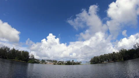 Time Lapse of white cloud and blue sky on leak at band Tao beach Stock Footage 153034903