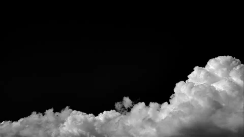 Time-lapse of White cloud isolated on a black background realistic cloud. Video stock 246501627