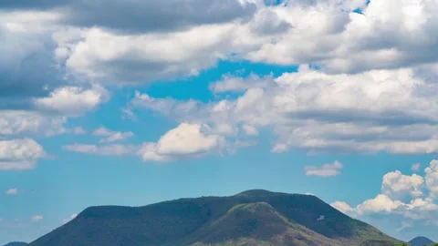 Time lapse of white clouds and blue sky with mountains Stock Footage 310034506