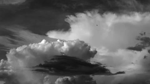 Time-lapse of white clouds and gathering storm clouds in a blue sky; fluffy.. Stock Footage 311993396