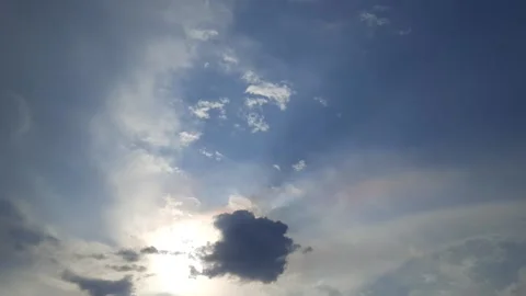 Time lapse white clouds in blue sky with sunlight.. Stock Footage 135591293