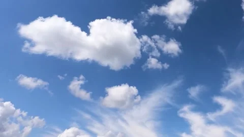 Time Lapse white clouds in blue sky. Blue Sky Cloud with copy space Stock Footage 149680012