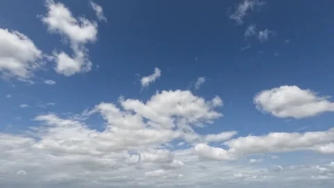 Time Lapse White Clouds Flying Moving in Blue Sky with Sun Rays background Stock Footage 253665651