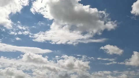 Time Lapse White Clouds Flying Moving in Blue Sky with Sun Rays background Stock Footage 253665742