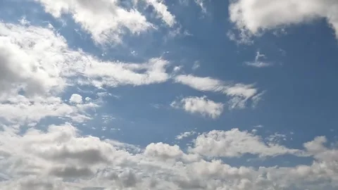 Time Lapse White Clouds Flying Moving in Blue Sky with Sun Rays background Stock Footage 253665743