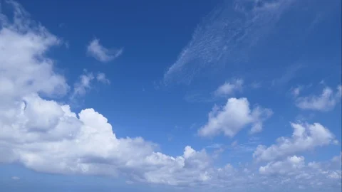 A time lapse of white clouds moving across a blue sky. Видео 115964166