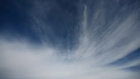 Time lapse of white clouds moving across a dark blue sky. Only sky in frame Stock Footage 288263026