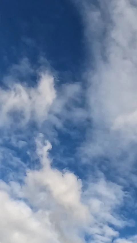 Time-lapse white clouds moving across blue sky Stock Footage 321422865