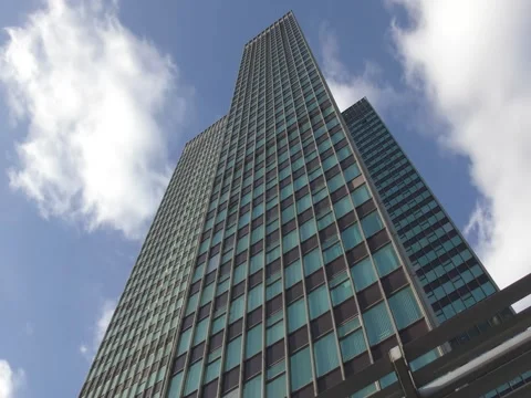 Time lapse. White clouds over the building. Stock Footage 72797895