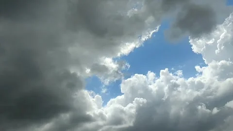 Time-lapse of white cumulus clouds moving in blue sky during daytime Stock Footage 337155577