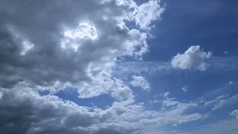 Time lapse of white fluffy clouds over blue sky Stock Footage 77999884