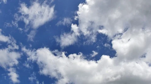 Time Lapse of White fluffy clouds in the blue sky background Stock Footage 94271229