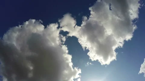 Time Lapse, White Fluffy Clouds Over Blue Sky Stock Footage 115574461