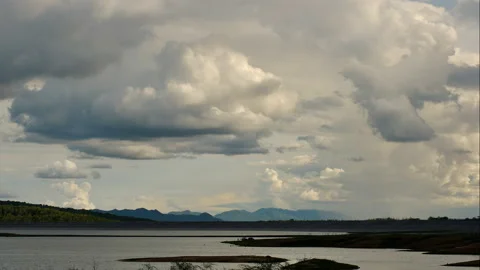 Time Lapse of White fluffy clouds in the blue sky Stock Footage 134052443