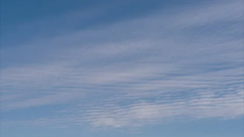 Time lapse. White stratus clouds floating smoothly across the high blue sky Stock-Footage 236494727