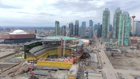 Time-lapse Wide angle aerial view shows the ongoing construction Stock Footage 332593039