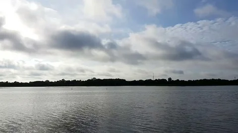 Time lapse wide river with beautiful clouds Stock Footage