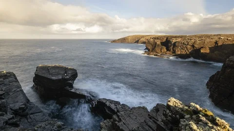Time Lapse Wild Atlantic Way Rocky Cliff Coast Ireland Stock Footage 103164899