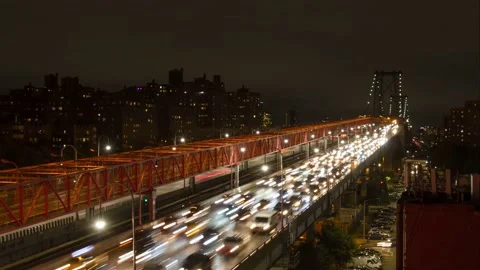 Time lapse williamsburg bridge Stock Footage 215341372