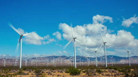 Time Lapse - Wind Turbine with Beautiful Cloudscape Stock Footage 64583971