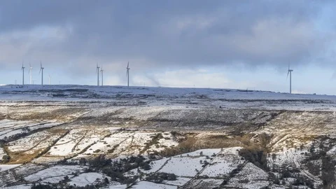 Time Lapse of Wind Turbines on Winter Hill Landscape in Ireland Stock Footage 102343901