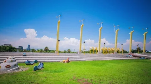 Time Lapse - Windmill Park with Nice Cloudscape - 4K Stock Footage 76922153