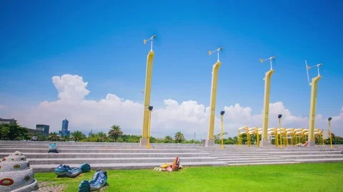 Time Lapse - Windmill Park with Nice Cloudscape - 4K Video stock 80458878