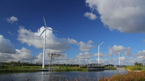 Time lapse of windmills , alternative sources of energy. Sequence Stock Footage 34754422