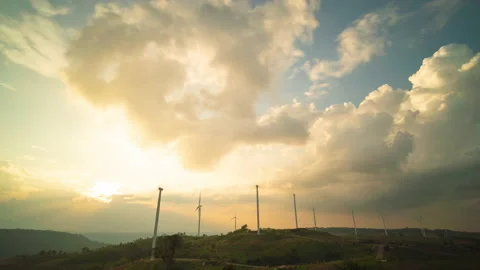 Time lapse windmills with clouds  Stock Footage 233775341