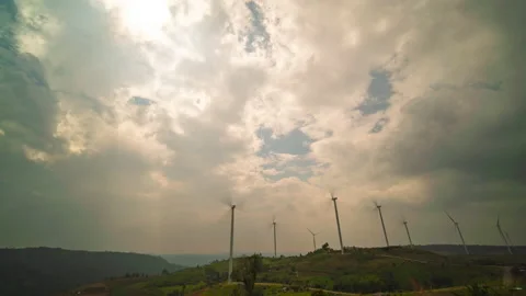 Time lapse windmills with clouds  Stock Footage 233775982