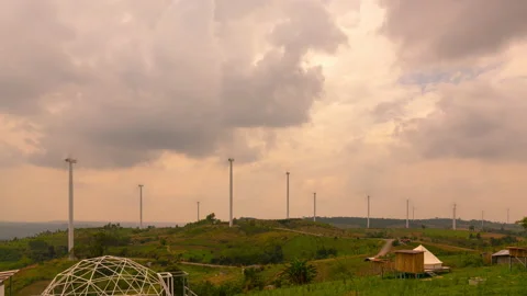 Time lapse windmills with clouds  Stock Footage 233785595
