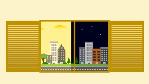 Time  Lapse Window City Scape Animation Stock Footage 231736349