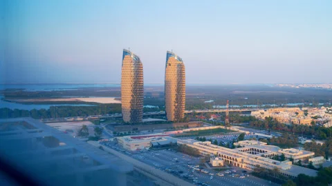 Time lapse window  open of the innovative, twin Al Bahr Tower after sunset. Stock Footage 240475686