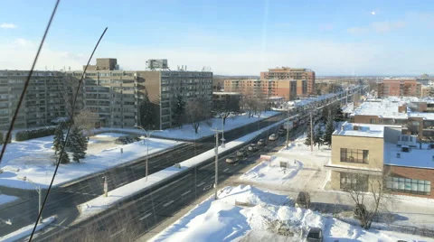 Time Lapse on a window view of the Saint-Jean Boulevard in Montreal 4k HD Stock Footage 62054332