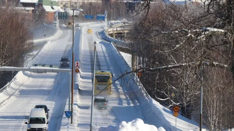 Time lapse of winter bridge Stock Footage 87248450