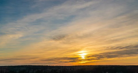 The time lapse of the winter landscape, a beautiful sky with clouds moving over Stock Footage 127790635