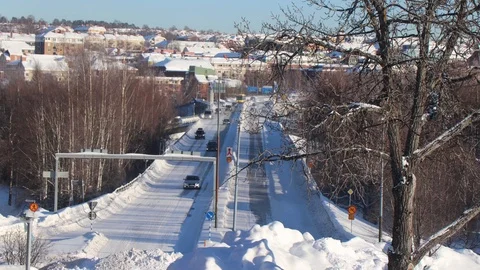 Time lapse of winter road Stock Footage 87247955