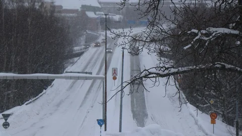 Time lapse of winter road Stock Footage 87248371