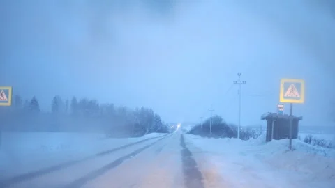 Time lapse of a winter road journey by car Stock Footage 325689552