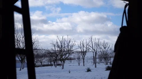 Time lapse, winter sky,the clouds run away Stock Footage 125808200