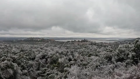 Time Lapse Winter Storm Hill Country Mountains Ice Sleet Freezing Weather Lake Vidéo 232081480