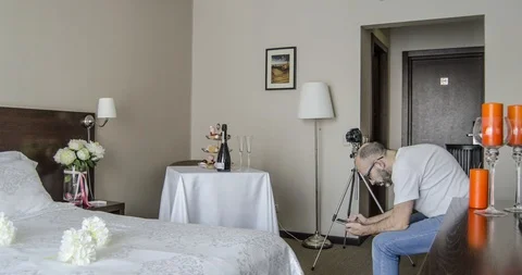 Time lapse of the work of the photographer and videographer Stock-Footage 129575211
