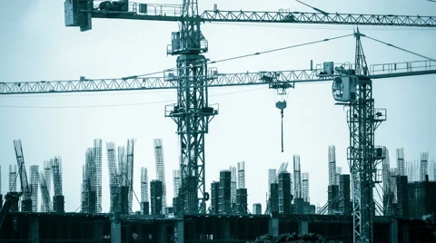 Time lapse ,worker and crane set up concrete mold in construction site. Stock Footage 45482648