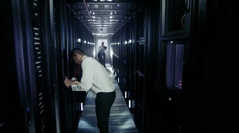 Time lapse of workers in a data centre Stock Footage 67118357