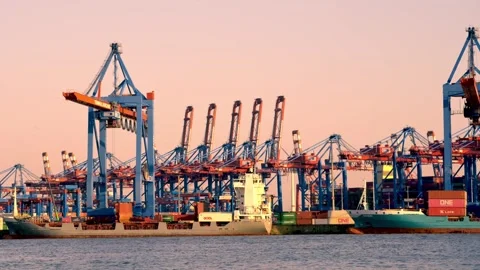 Time Lapse of working cargo port with cranes Vidéo 277337208