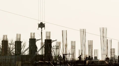 Time lapse of working men at construction yard Stock Footage 83909720