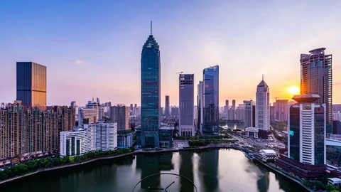 Time lapse of  wuhan city ,China Stock Footage