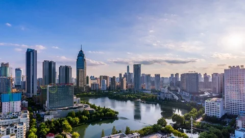 Time lapse of  wuhan city ,China Stock Footage 101183271