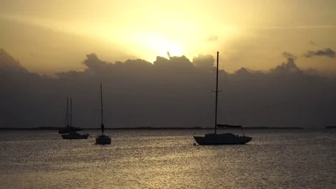 Time lapse. Yachts moving on the water. Sunset. Florida keys, USA Stock Footage 77227404