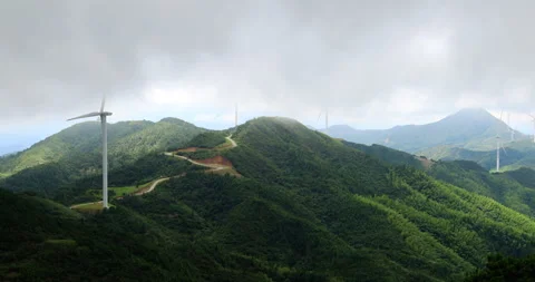 Time lapse of Yangtian lake wind farm Видео 295600345